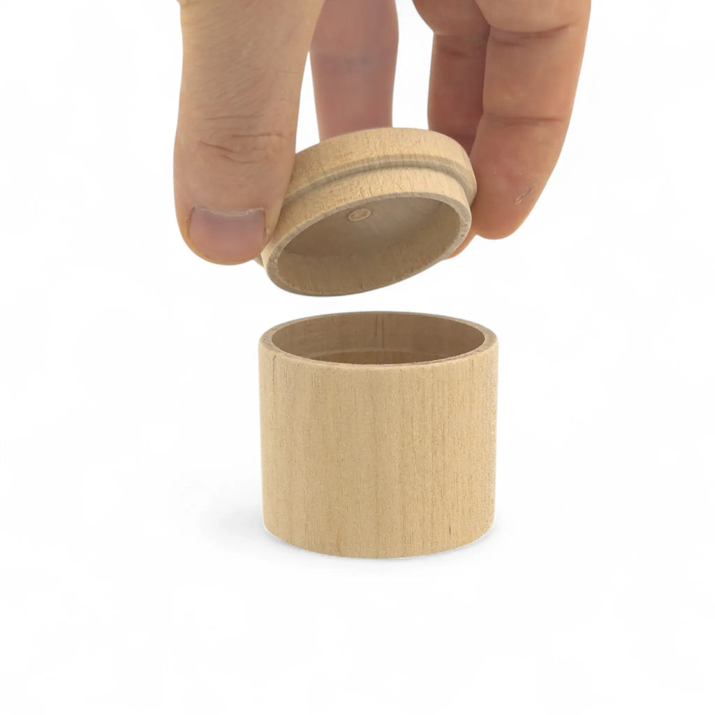 50 x 47 mm Birch Wood Round Trinket Box - Prim L