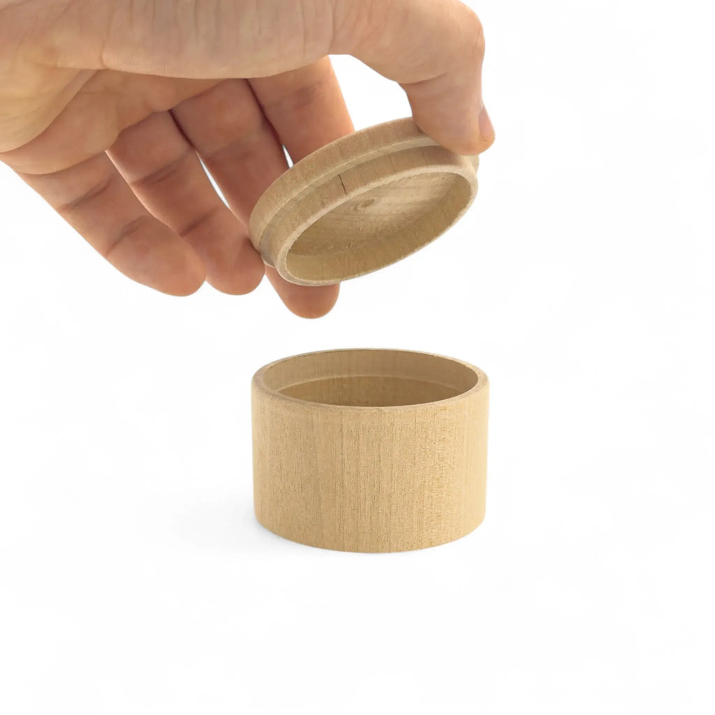 59 x 44 mm Birch Wood Round Trinket Box - Prim XL