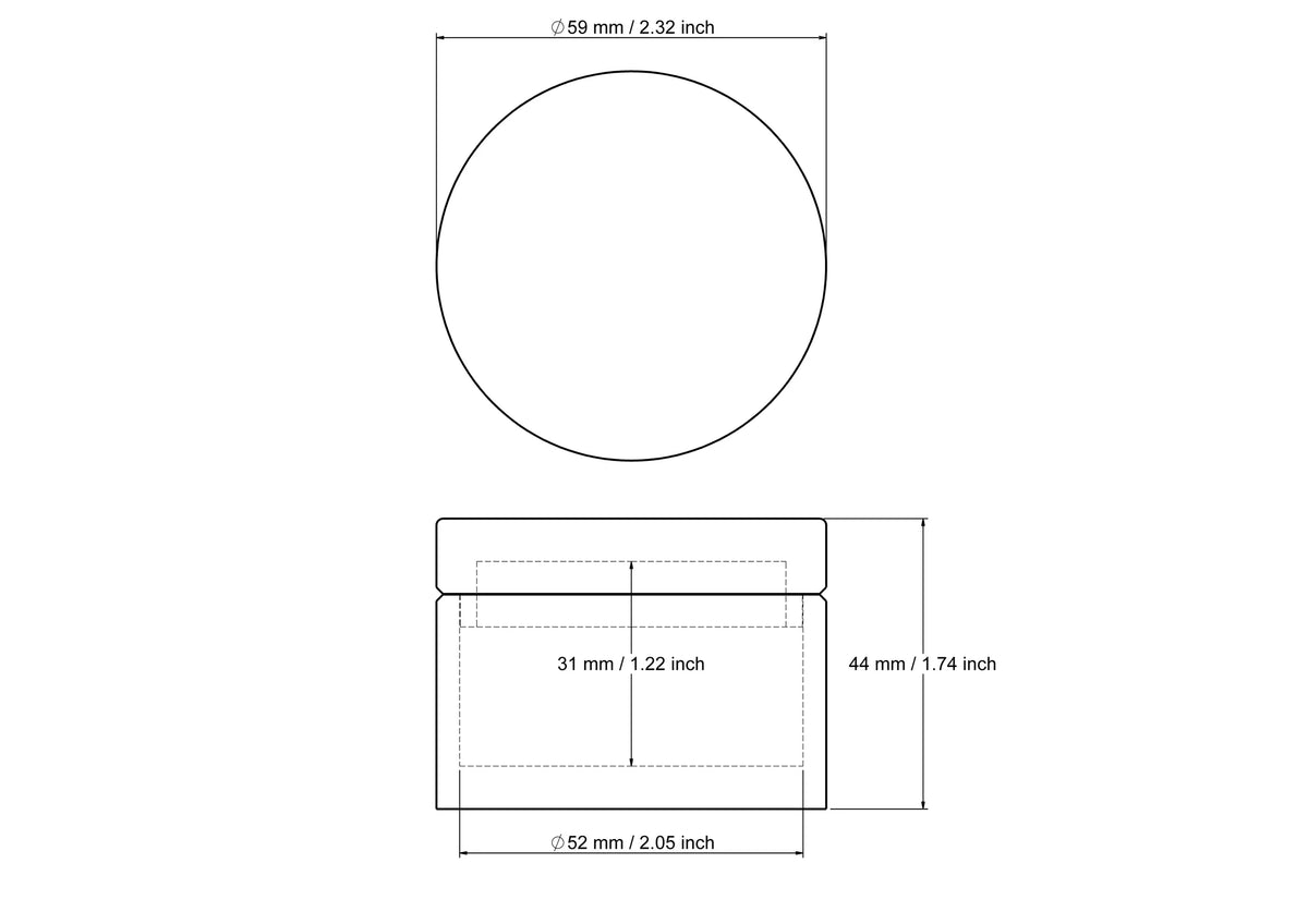 59 x 44 mm Birch Wood Round Trinket Box - Prim XL
