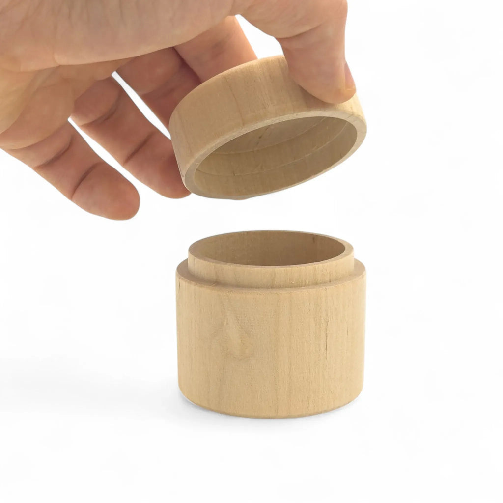 60 x 60 mm Birch Wood Round Trinket Box - Mevra L