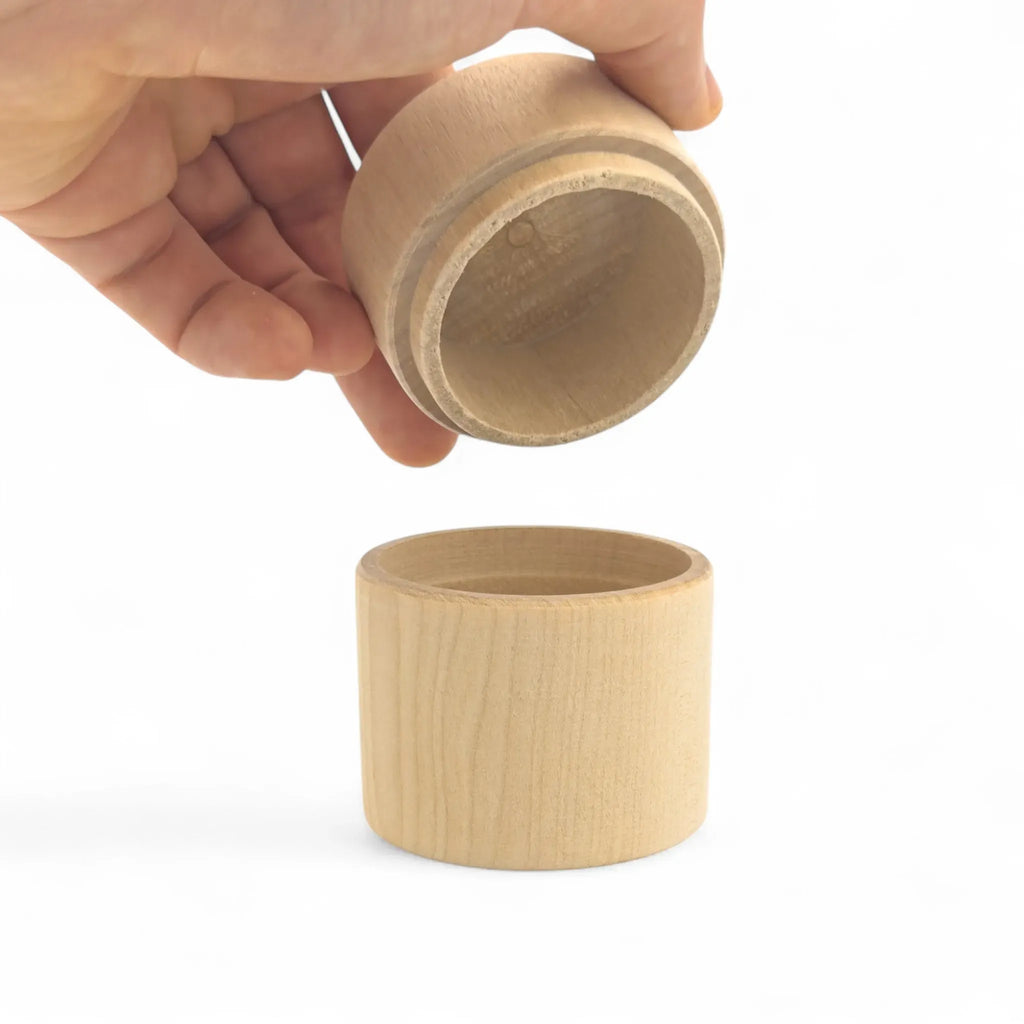 60 x 70 mm Birch Wood Round Trinket Box - Mevra XL